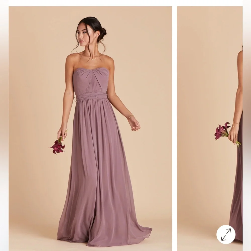 Birdy Grey Grace Dark Mauve Convertible  Chiffon Maxi Bridesmaid Dress Medium - Picture 5 of 9